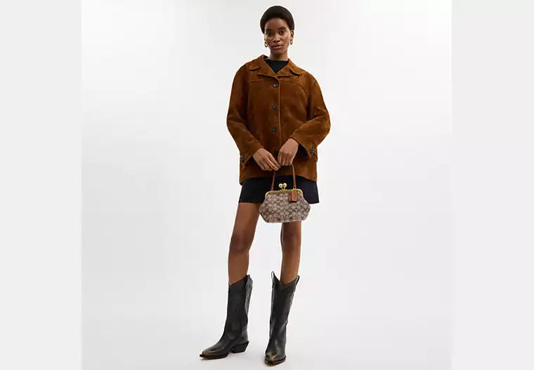 Sac Rigide à Fermoir Bourse 16 En Jacquard Exclusif Avec Cristaux