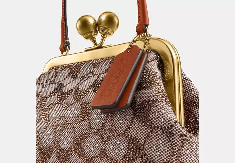 Sac Rigide à Fermoir Bourse 16 En Jacquard Exclusif Avec Cristaux