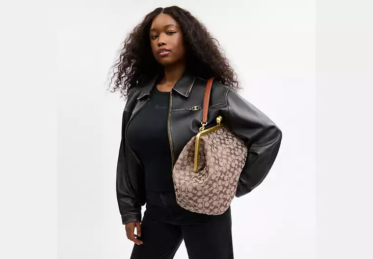 Grand Sac Rigide à Fermoir Bourse En Jacquard Exclusif Avec Cristaux