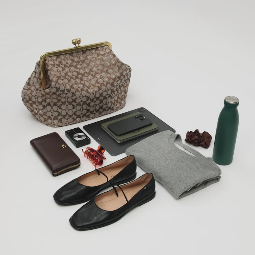 Grand Sac Rigide à Fermoir Bourse En Jacquard Exclusif Avec Cristaux